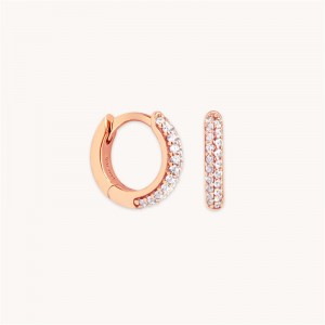 Customize Temu Jewelry Rose Gold-tone Plated Earrings with Pavé White Cubic Zirconia