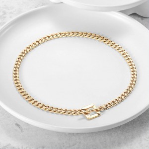 Customized Jewelry Manufacturer  Square Toggle Clasp Chain in 14K Plated Gold Necklace