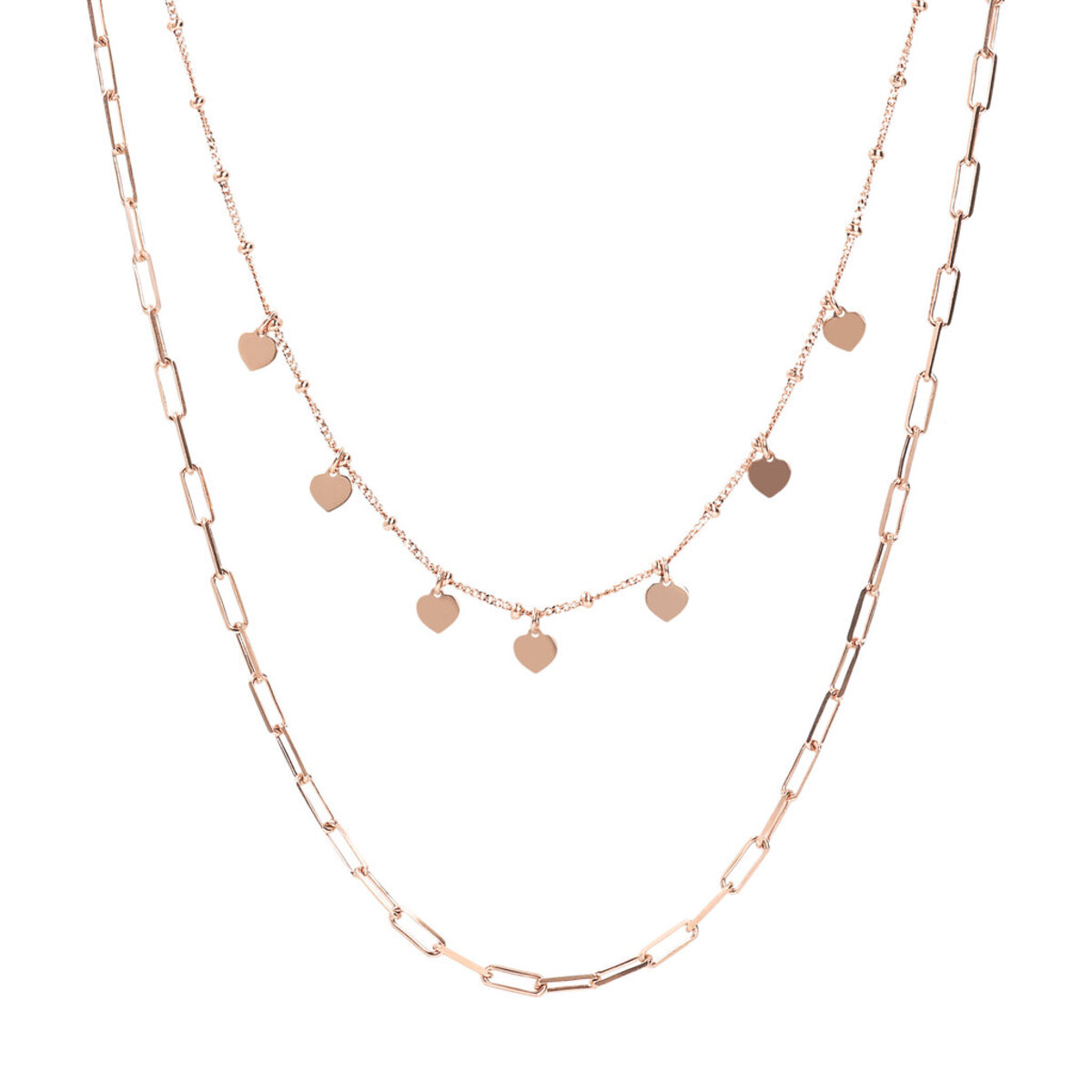 Pasgemaakte gepersonaliseerde juweliersware vervaardiger Rose Gold Hearts Chain ketting in 925 silwer