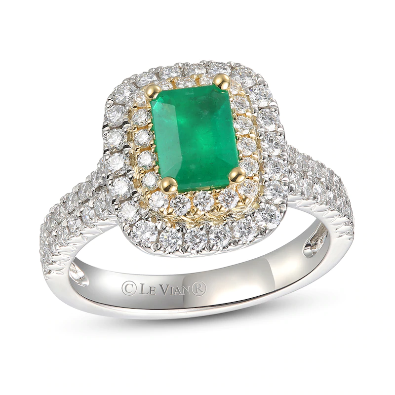 Pasgemaakte Sterling Silwer OEM / ODM Juweliersware Natuurlike Emerald Ring 18K Heuning Goud Vervaardiger