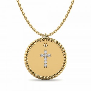 Design Your Own Christian Cross Necklace Women’s Pendant in Round cut