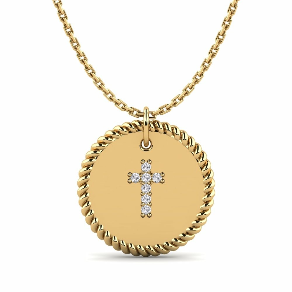 Design Your Own Christian Cross Necklace Women’s Pendant in Round cut