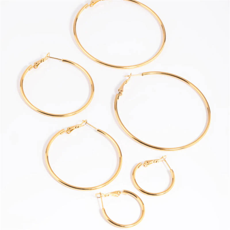Design your Jewelry OEM ODM Gold Plated Surgical Steel Thin Hoop Earring Pack