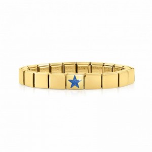 Diseña tus propias joyas exactamente como quieras, pulsera con acabado PVD dorado, mayorista Blue Glitter Star