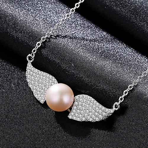 Design din perle cubic zirconia vedhæng halskæde på 925 sterling sølv smykker