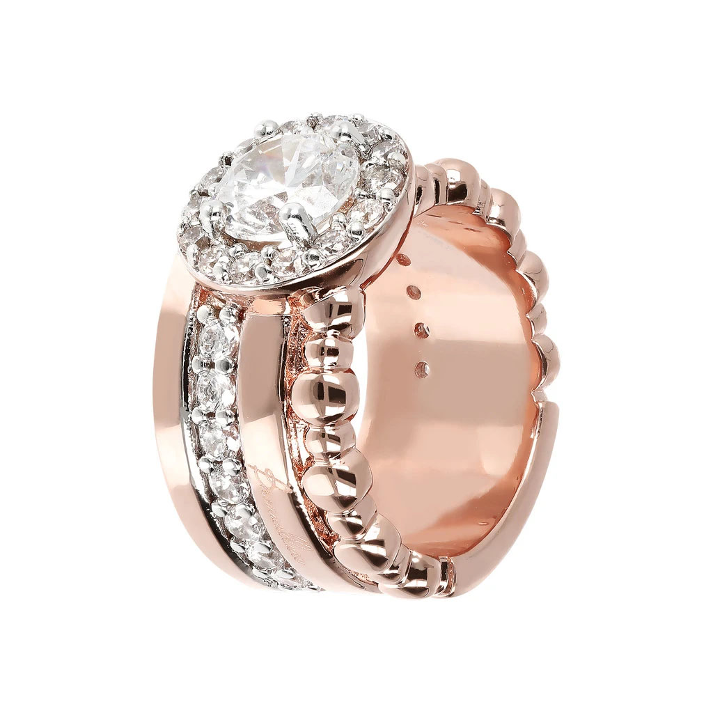 Velkoobchodní prsten z irského růžového zlata pokovený prstenem s kubickou zirkonií na zakázku OEM/ODM Velkoobchodní výrobce šperků