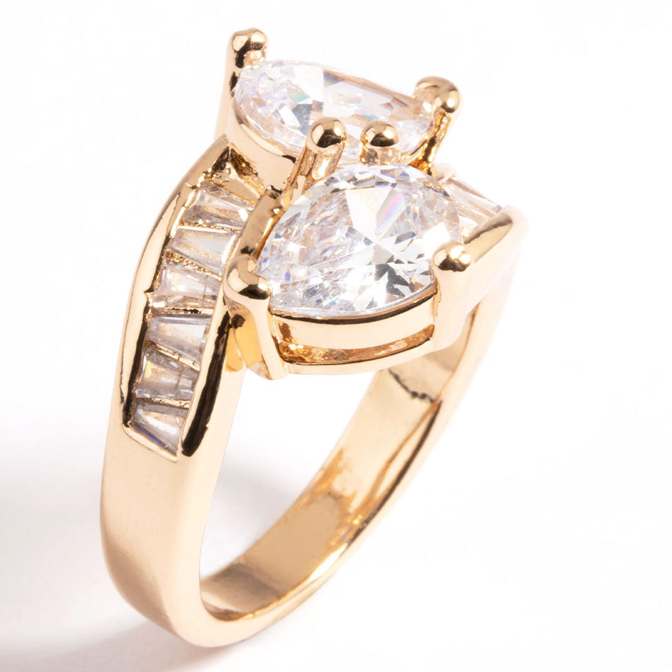 Fashion women’s CZ ring 14k gold plated jewelry wholesale custom