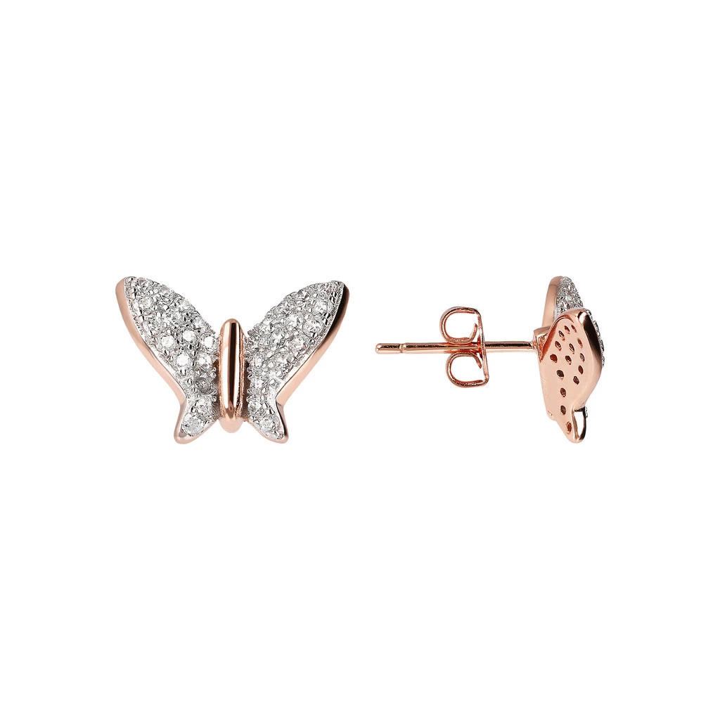 Grossista personalizzato di orecchini in oro rosa 18 carati Francia Francia OEM / ODM gioielli in argento sterling orecchini con zirconi cubici