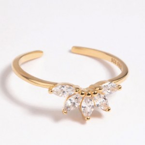 Gold Plated Sterling Silver Fan CZ Ring canadian jewelry manufacturer