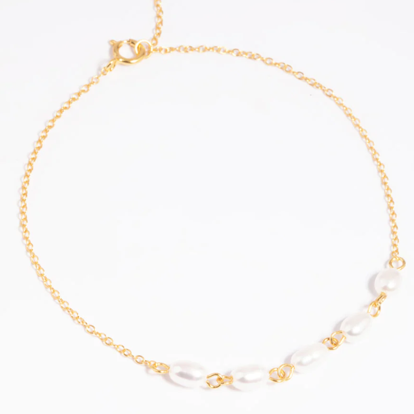 Distribuidores de joyería personalizados de pulsera de cadena de perlas de agua dulce de plata esterlina chapada en oro