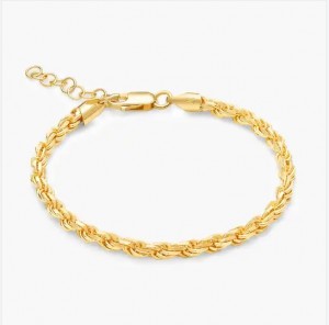 Hong kong gold plated jewelry manufacturer Women’s Rope Bracelet 4mm