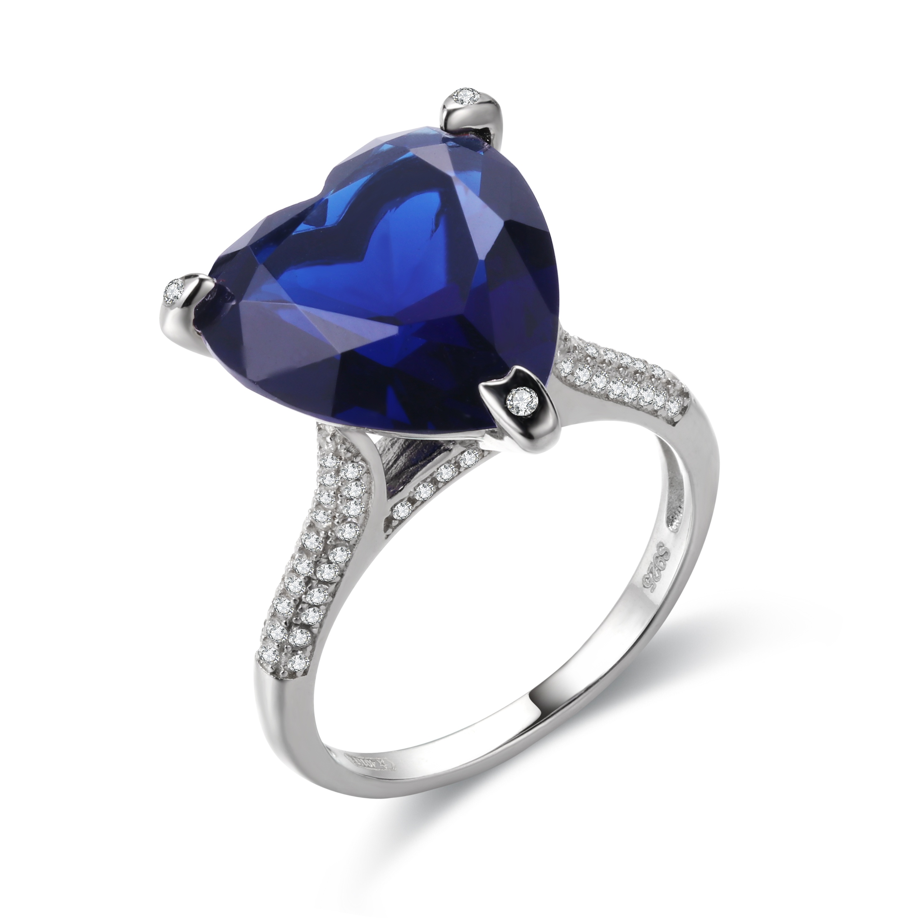 Pasgemaakte Groothandel Sapphire Ring Juweliers |Hart Juweliersware Ontwerp |Sterling silwer mode-juweliersware groothandel