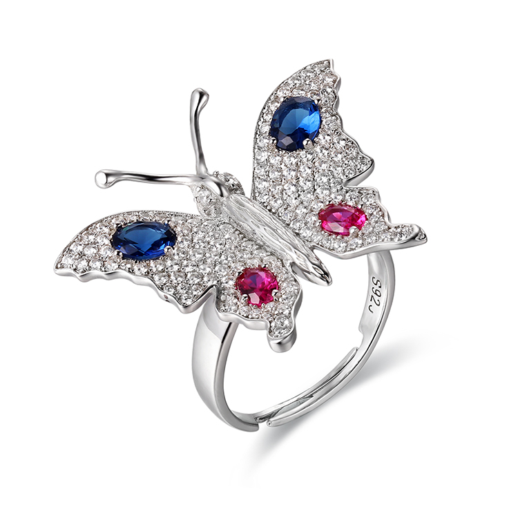 Perhiasan Cincin Perak Kupu-kupu Grosir Kustom |Desain Perhiasan Batu Permata |Grosir Perhiasan Wanita