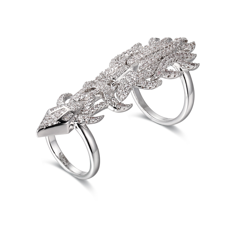 Design de anel cúbico de anel duplo personalizado por atacado |Joias de prata esterlina |Atacado personalizado de joias de moda feminina