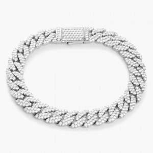 Pulsera cubana IO, joyería de plata cz, venta al por mayor, fabricante personalizado