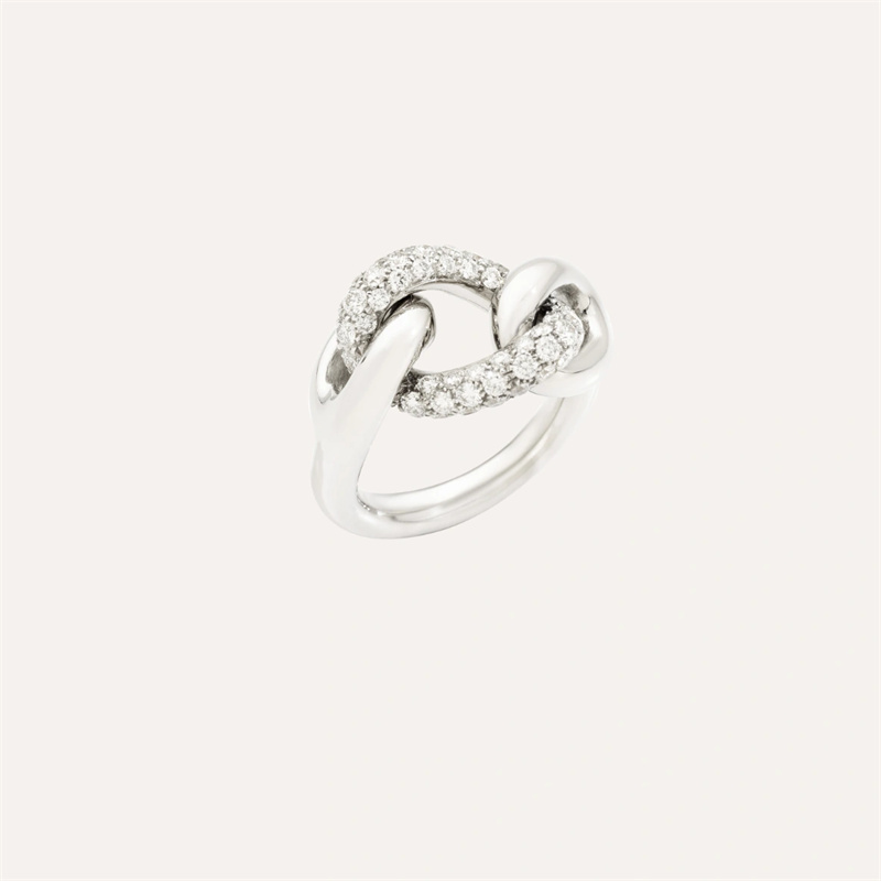 Итальянское женское серебряное кольцо из позолоченного белого золота 18 карат