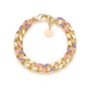 Italian jewelry OEM factory custom colored glue Cuban chain bracelet vermeil  18K gold plated