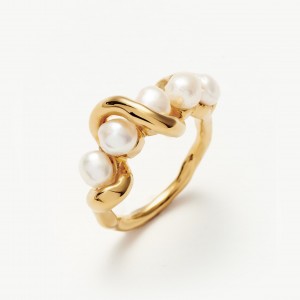 Jewelry Manufacturer Pearl Twisted Stacking Ring Vermeil 18k Gold