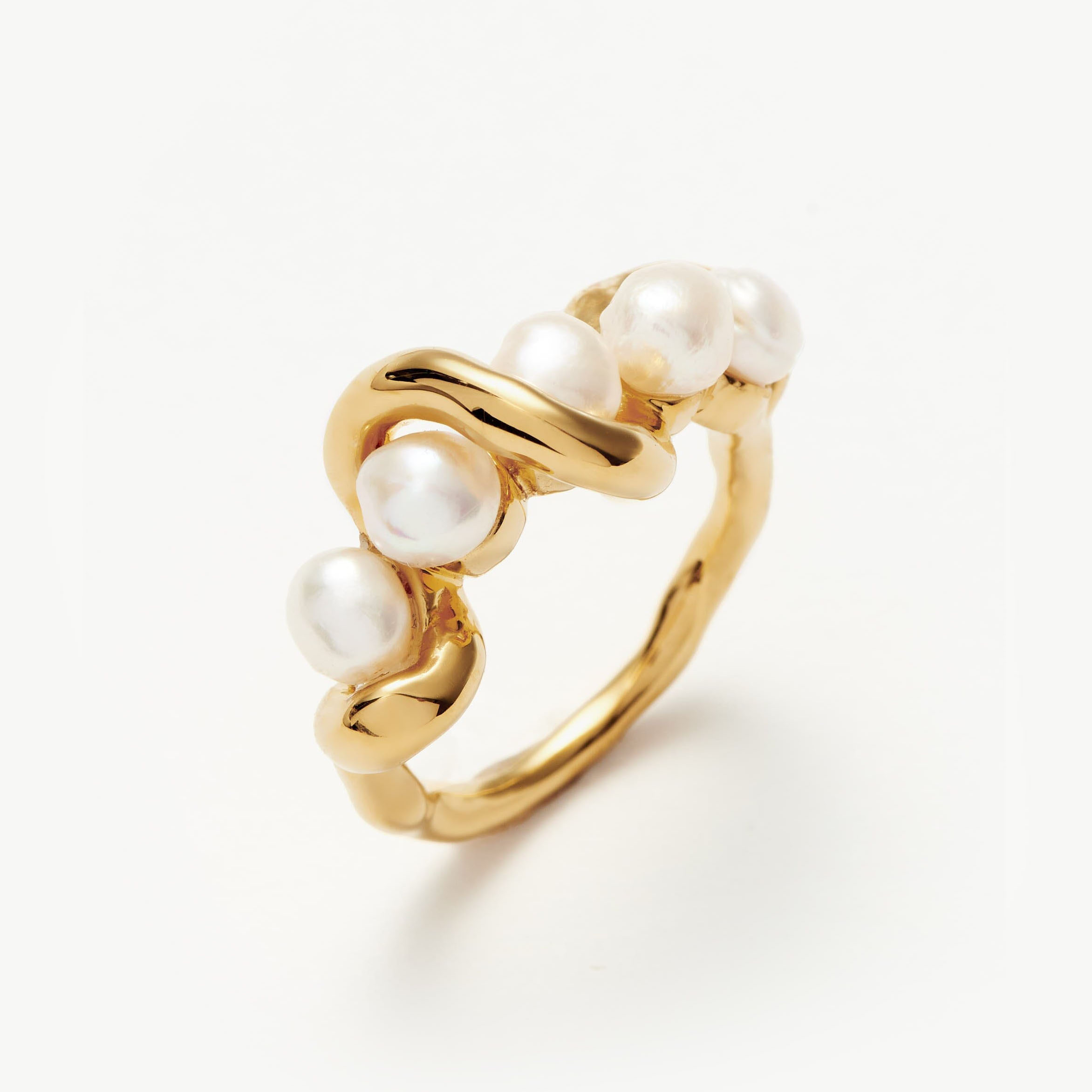 Jewelry Manufacturer Pearl Twisted Stacking Ring Vermeil 18k Gold