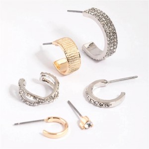 Mixed Metal Criss Cross Diamante Stack Pack oem jewelry suppliers manufacturers