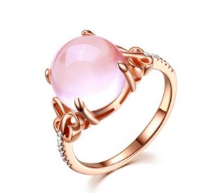 Anello da donna con opale rosa all'ingrosso personalizzato |Produzione di anelli placcati in oro 18 carati |Produzione di anelli in 925 CZ