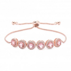 Bracciale a ginocchiera con pavé rosa in oro rosa di produzione personalizzata OEM