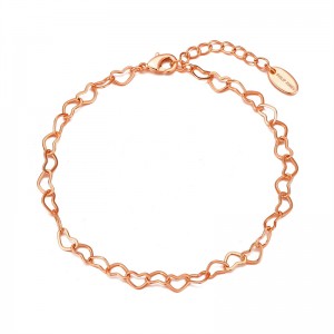 OEM ODM Rose Gold Plated Heart Link Bracelet by JINGYING jewelry manufacturer