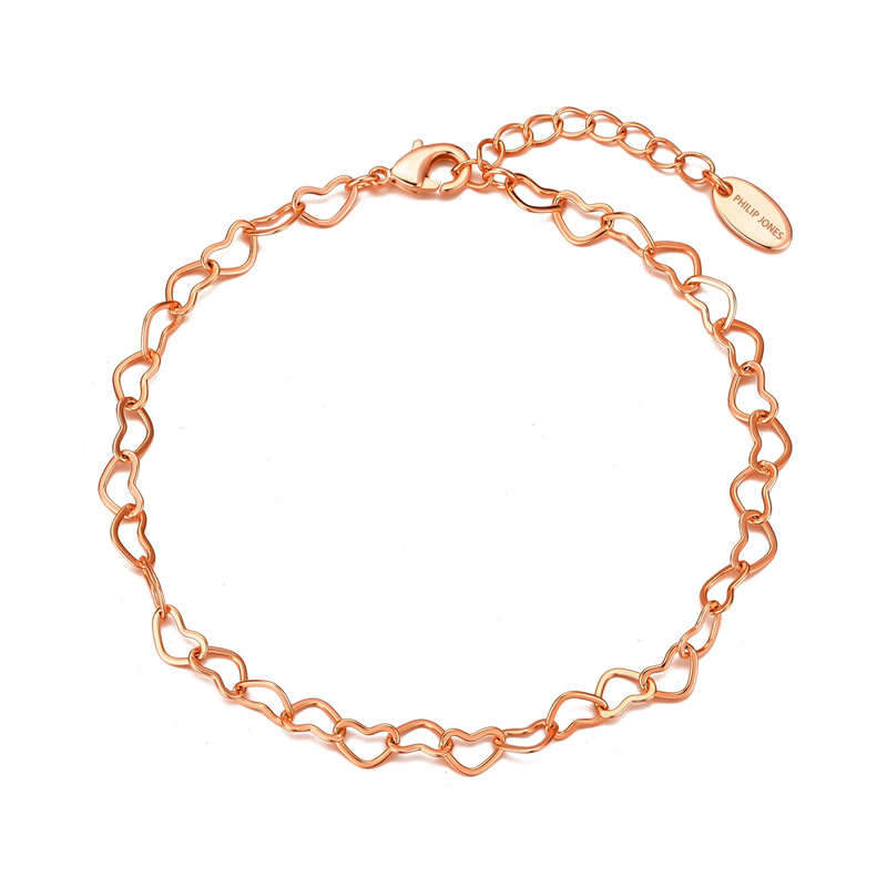 OEM ODM Rose Gold Plated Heart Link Bracelet by JINGYING jewelry manufacturer