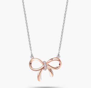 Personalized OEM Fine Jewellery 18K Rose Gold Ribbon Shaped Pendant Necklace for Women