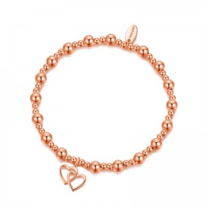 Personalized OEM Fine Jewellery  Rose Gold Plated Sister Quote Stretch Bracelet