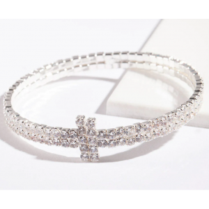 Personalized and Custom Jewelry manufacturer Silver Cubic Zirconia Row T Cuff Bracelet