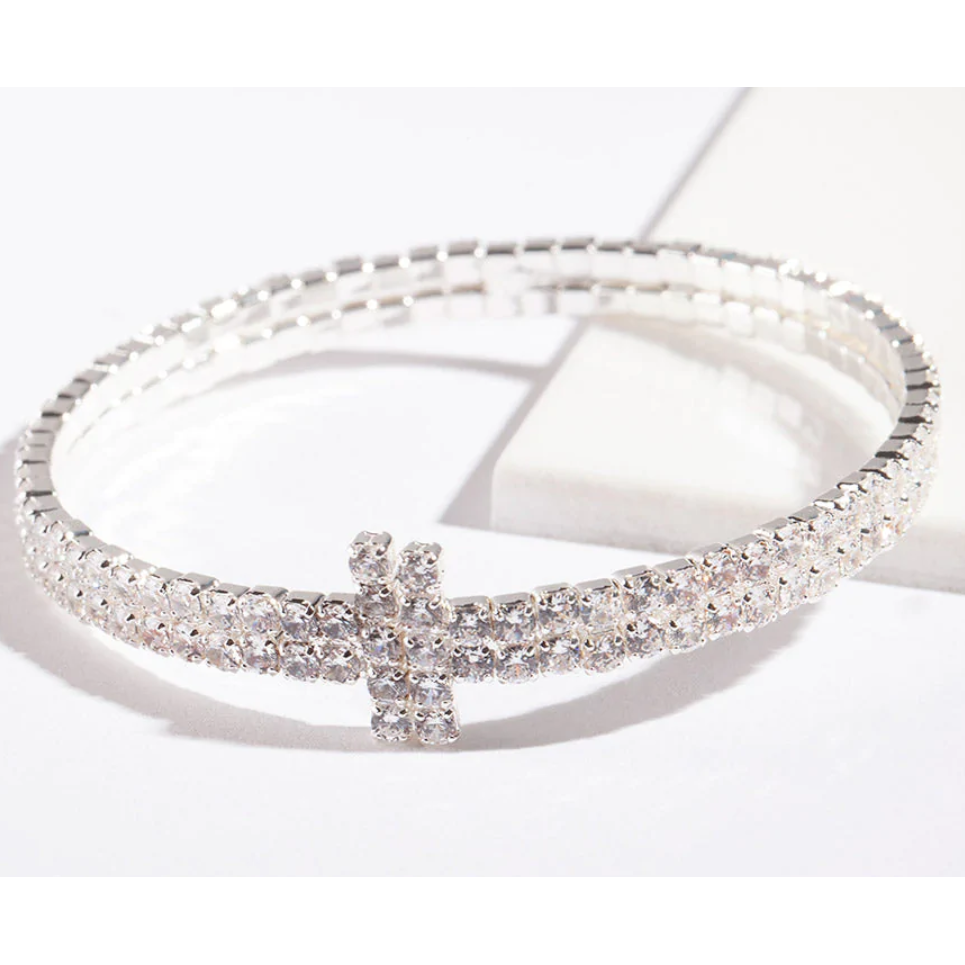 Personalized and Custom Jewelry manufacturer Silver Cubic Zirconia Row T Cuff Bracelet