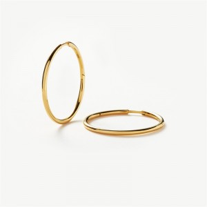 Personalized and custom jewelry 14k Yellow Gold 1mm Tube Hoop Earrings 14mm