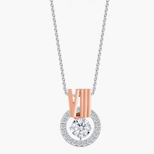 Personalized custom necklace zircon pendant rose gold plated jewelry manufacturer