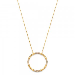 Fabricantes de joias de marca própria personalizados OEM ODM Fashion Circle CZ pendente com joias vermeil de ouro amarelo 14k em prata esterlina 925