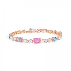 Rose Gold Plated Colorful Chains Wrist Arm Band Bracelet for Women Girls Manufacturer