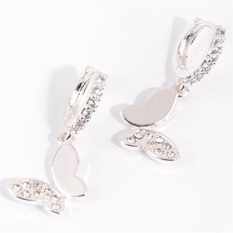 Silver Butterfly Huggie Oorbelle OEM ODM groothandel juweliersware verskaffer