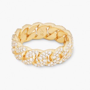 La fábrica de joyería de plata proporciona un anillo de eslabones cubanos helado hecho a medida en oro Vermeil