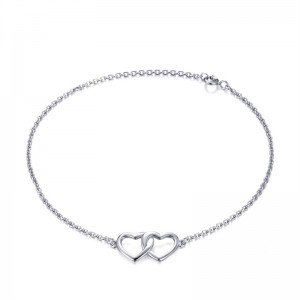 Sterling Silver Double Heart Bracelet Chinese jewelry suppliers