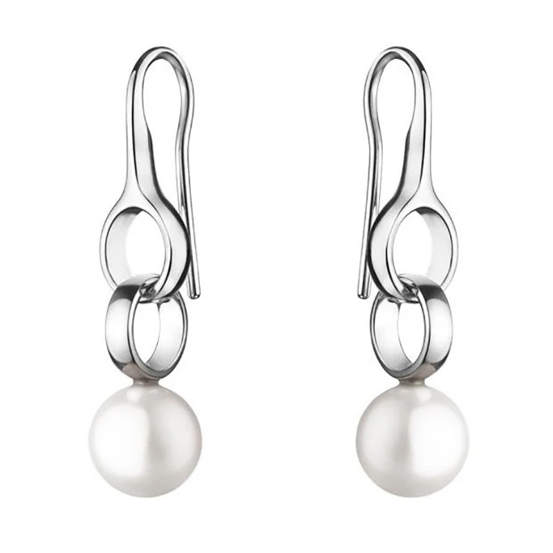 hurtownia biżuterii OEM/ODM Sterling Silver White Pearl Drop kolczyki na zamówienie hurtownia biżuterii ze srebra próby 925