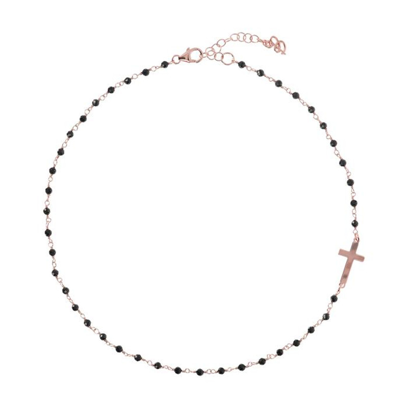 Collar de rosario con cruz hecho a medida, fabricante de joyas de plata esterlina