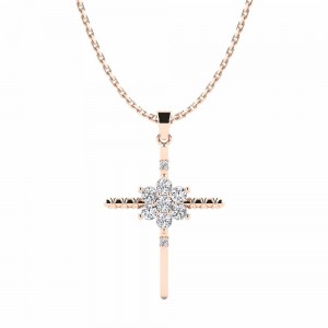 USA Silver Wholesale Suppliers Custom Rose gold plated snowflake cross pendant