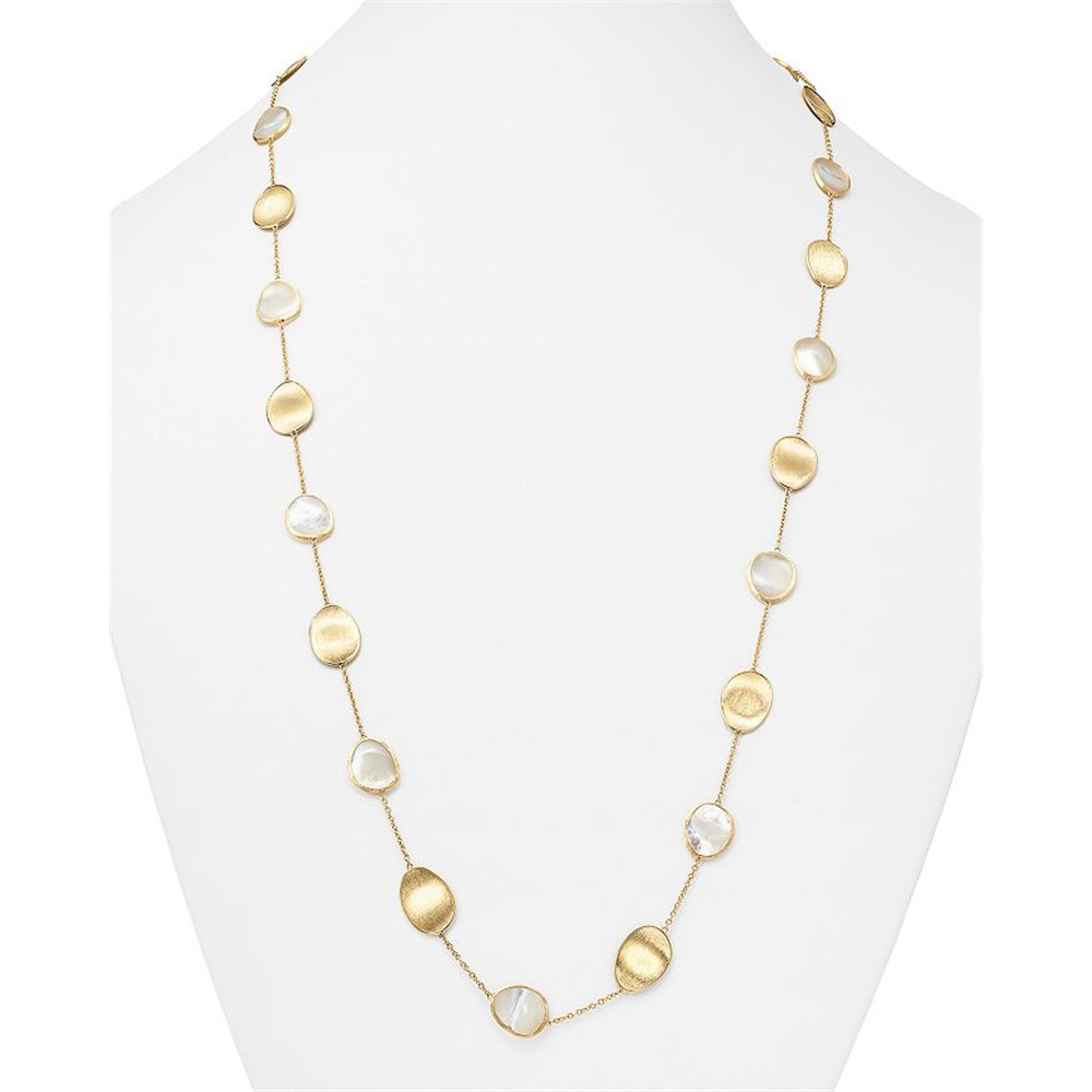 Velkoobchodní zakázkový design Zirkon 925 stříbro 18K žlutým zlatem pozlacený perleťový dlouhý náhrdelník
