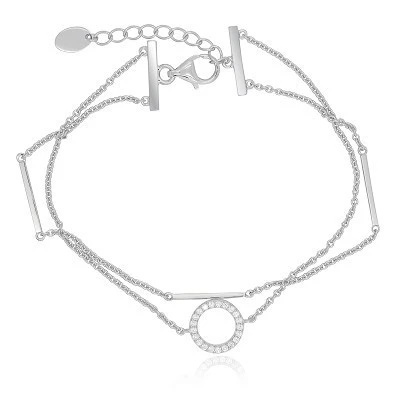 Grossist smycken Sterling Silver OEM/ODM Smycken Double Circle Bar Armband OEM anpassad tillverkare
