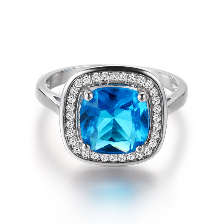 Pasgemaakte Groothandel Vierkantige Sapphire Ring Design |9.25 Silwer Juweliersware Juweliers |Dames Juweliersware Pasgemaakte Groothandel