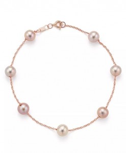 custom bracelet manufacturers Cultured Pink Freshwater Pearl Tin Cup Bracelet in 14K Rose Gold vermeil