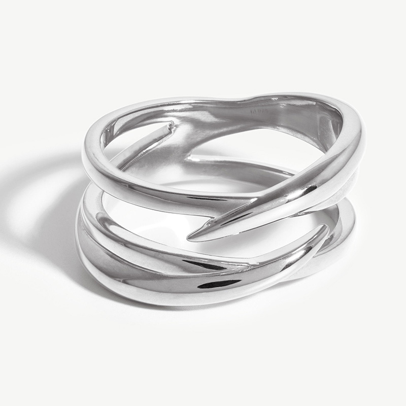 produsen perhiasan desain khusus menyediakan pembuatan cincin perak 925 berlapis rhodium