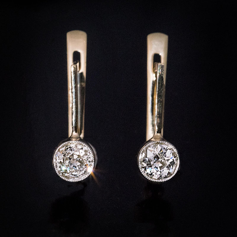 pasgemaakte ontwerp Russiese nagemaakte diamant hoepel oorbelle silwer juweliersware