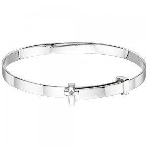 Joias gravadas personalizadas Honor CZ Cross Christening Bangle