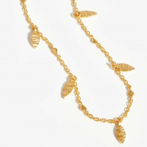 Custom jewelry design leaf charm choker necklaces in 18k gold vermeil